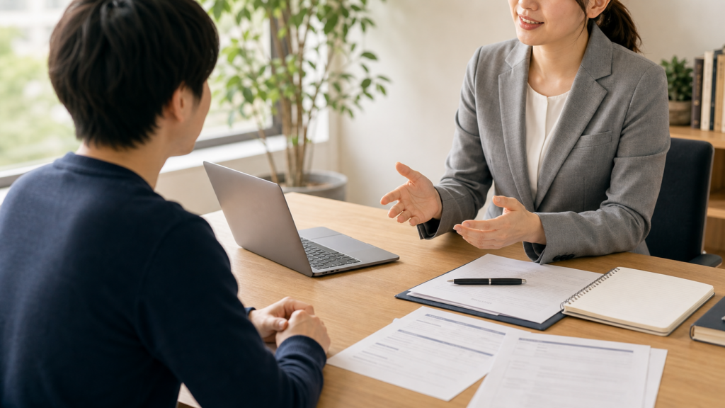 未経験エンジニア転職について担当者に相談する場面